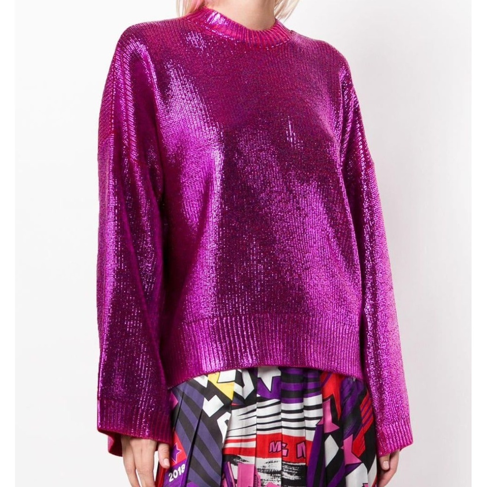 Women's Pink Metallic Sweater